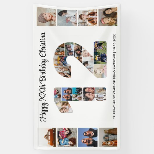 12e verjaardag feest nummer 12 foto collage spandoek (Verticaal)