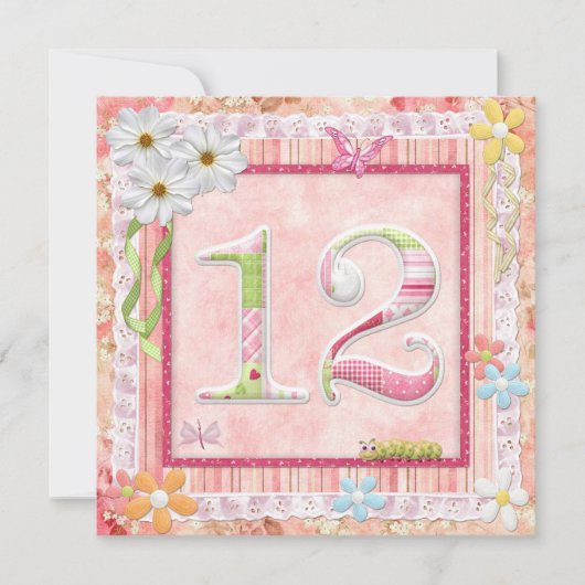 12e verjaardag feest scrapbooking stijl kaart (Voorkant)