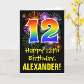 12e verjaardag: Fireworks Pattern + Rainbow 11 Kaart (Gele Bloem)