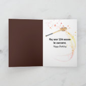 12e verjaardag Flaming Baseball Kaart (Binnen)