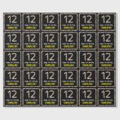 12e verjaardag: Floral Flowers Number, Custom Name Cadeaupapier (Vlak)