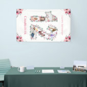 12e verjaardag Foto Collage Pink Bloemenmeisje Whi Spandoek (Beurs)