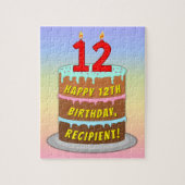 12e verjaardag: Fun Cake and Candles + Custom Name Legpuzzel (Verticaal)