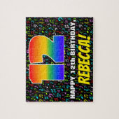 12e verjaardag — Fun, Colorful Music Symbols & "12 Legpuzzel (Verticaal)