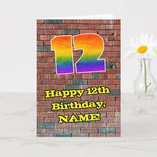 12e verjaardag: Fun Graffiti-geïnspireerde regenbo Kaart (Kleine Plant)