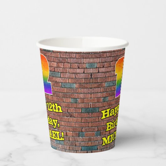 12e verjaardag: Fun Graffiti-geïnspireerde regenbo Papieren Bekers (Links)