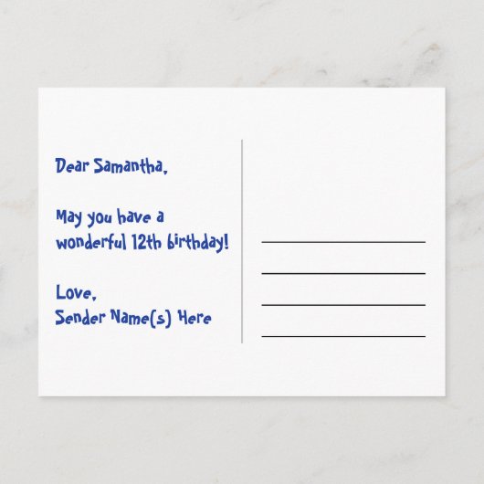 12e verjaardag: Fun Hearts Pattern, Rainbow 12 Briefkaart (Achterkant)