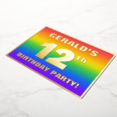 12e verjaardag: Fun, kleurrijk regenboogpatroon Folie Uitnodiging (Gedraaid)