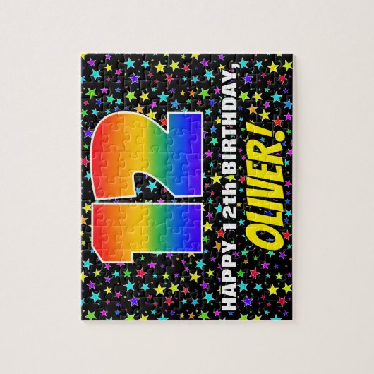 12e verjaardag — Fun, kleurrijk Star Field Pattern Legpuzzel (Verticaal)