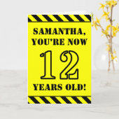 12e verjaardag: Fun Stencil Style Text, Custom Nam Kaart (Gele Bloem)