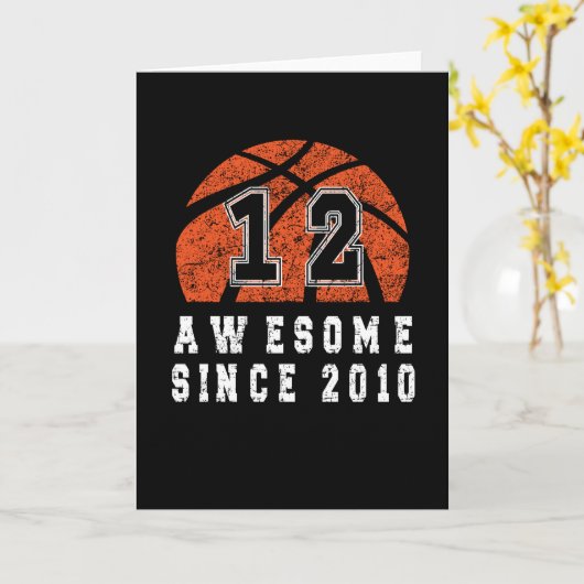 12e verjaardag, geboren in 2010 12 jaar Basketball Kaart (Gele Bloem)