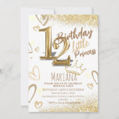 12e verjaardag gehoord goud glitter glamoureuze fe kaart (Voorkant)