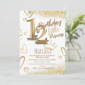 12e verjaardag gehoord gouden glitter glamoureus f kaart (Staand voorkant)