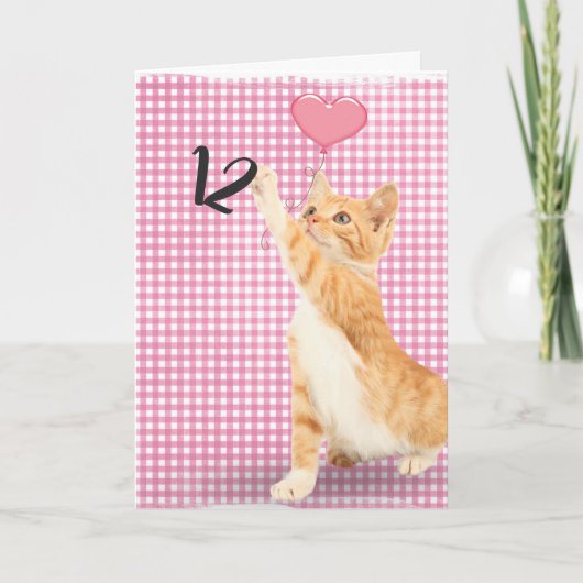 12e verjaardag gestreepte kat kaart (Voorkant)