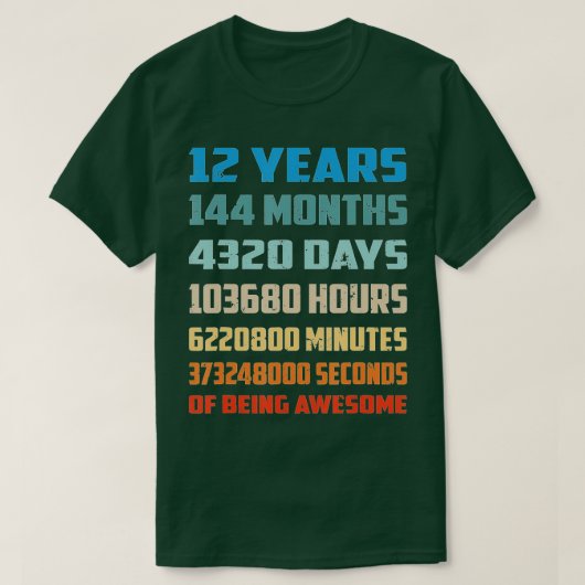 12e verjaardag Gift 12 jaar oud Geweldige T-shirt (Design voorkant)