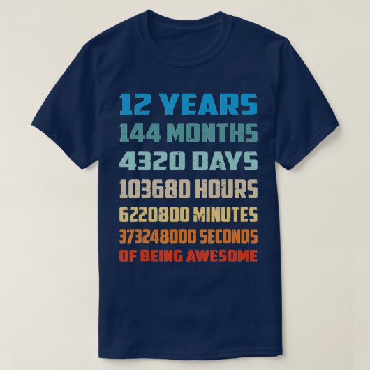 12e verjaardag Gift 12 jaar oud Geweldige T-shirt (Design voorkant)