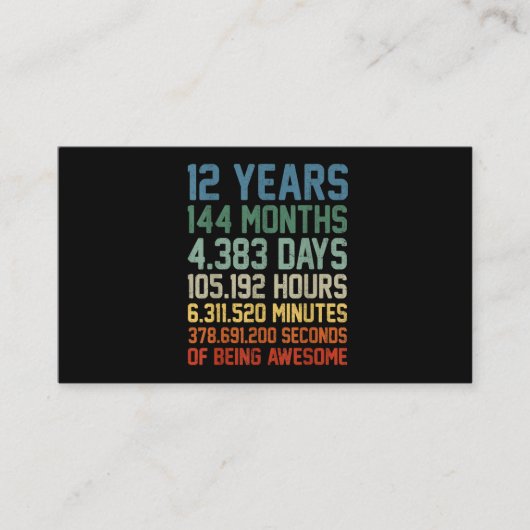 12e verjaardag Gift 12 jaar oud Visitekaartje (Voorkant)