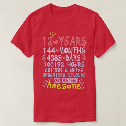 12e verjaardag Gift 12 jaar oude Geweldige jongens T-shirt (Design voorkant)
