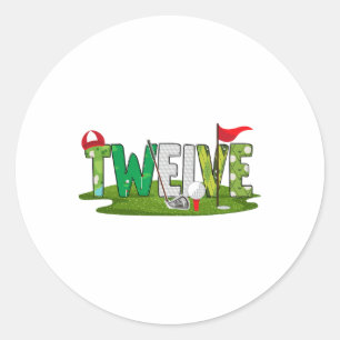 12e verjaardag golfthema 12 jaar oude Kinder sport Ronde Sticker