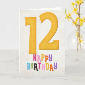 12e verjaardag Happy Birthday Kaart Design 2 (Gele Bloem)