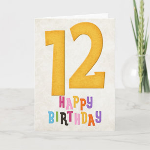12e verjaardag Happy Birthday Kaart Design 2