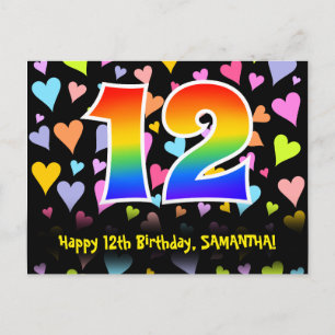 12e verjaardag: Hartjes patroon, Regenboog 12 Briefkaart
