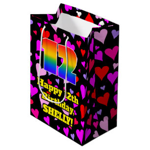 12e verjaardag: Heatpatroon liefhebbend, regenboog Medium Cadeauzakje