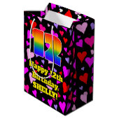 12e verjaardag: Heatpatroon liefhebbend, regenboog Medium Cadeauzakje (Achterkant Gekanteld)
