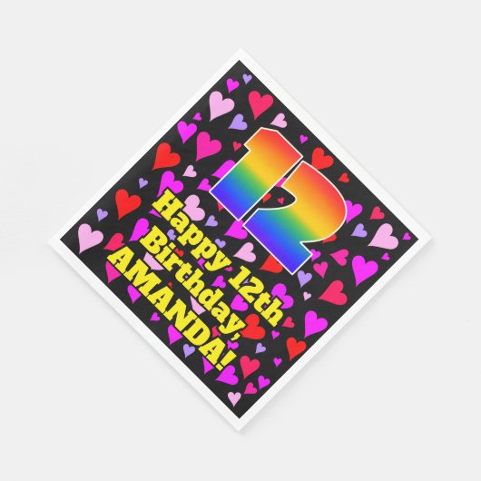 12e verjaardag: Heatpatroon liefhebbend, regenboog Servet (Hoek)