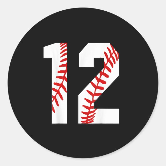 12e verjaardag honkbal groot nummer twaalf ronde sticker (Voorkant)