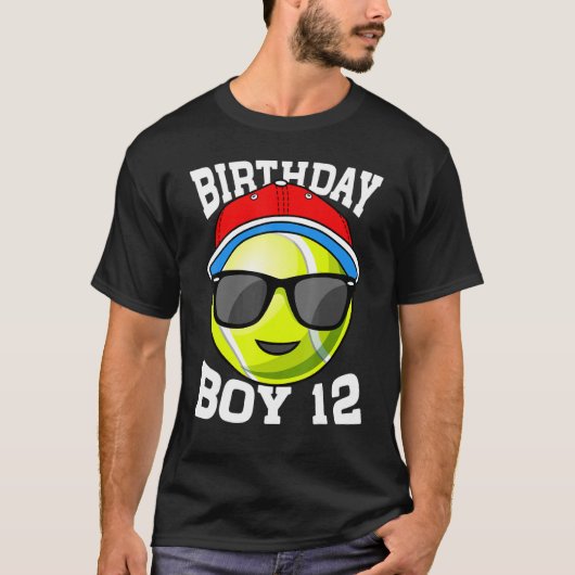 12e verjaardag Jongen 12 jaar oude Tennis Player K T-shirt (Voorkant)
