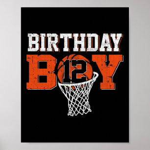 12e verjaardag jongen basketbal minnaar 12 jaar ou poster