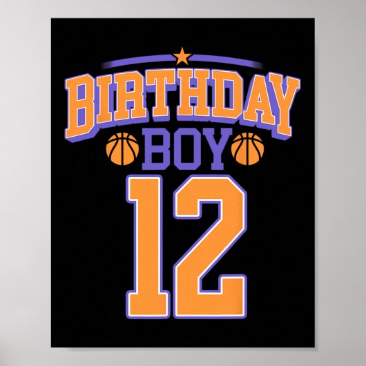 12e verjaardag jongen basketbal minnaar 12 jaar ou poster (Voorkant)