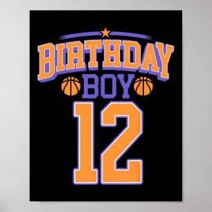 12e verjaardag jongen basketbal minnaar 12 jaar ou poster