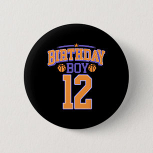 12e verjaardag jongen basketbal minnaar 12 jaar ou ronde button 5,7 cm