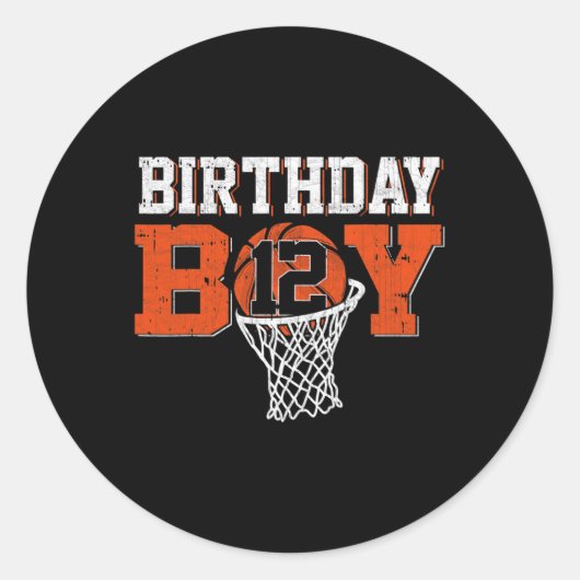 12e verjaardag jongen basketbal minnaar 12 jaar ou ronde sticker (Voorkant)