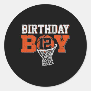 12e verjaardag jongen basketbal minnaar 12 jaar ou ronde sticker