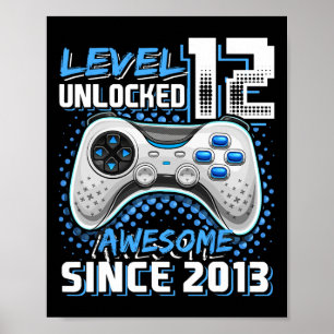 12e Verjaardag Jongen Level 12 Gamer 12 Jaar Video Poster