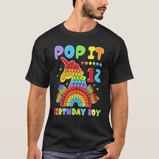 12e verjaardag Jongen Pop It Fidget Speelgoed 12 J T-shirt (Voorkant)