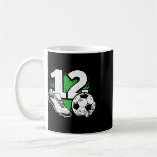 12e verjaardag jongen voetballer voetbal 12 jaar koffiemok