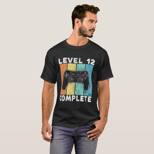 12e verjaardag jongens gaming level 12 compleet 12 t-shirt (Voorkant volledig)