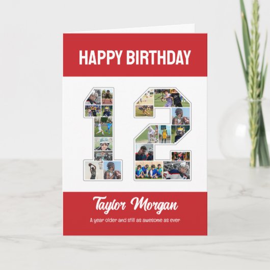 12e verjaardag Jubileum nummer 12 fotocollage Kaart (Voorkant)