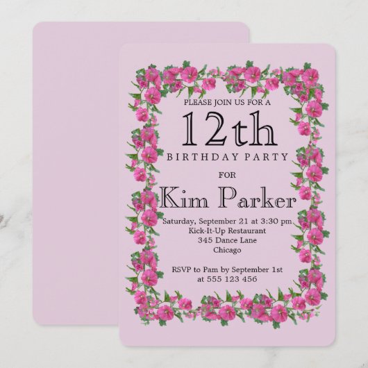 12e verjaardag kaart (Voorkant / Achterkant)