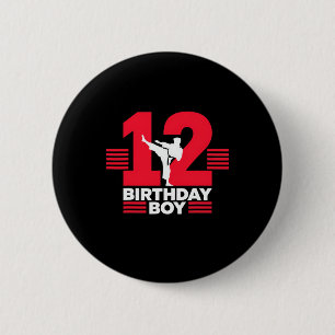 12e verjaardag Karate Boy 12 jaar oud Taekwondo Lo Ronde Button 5,7 Cm