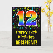 12e verjaardag: kleurrijke muzieksymbolen + regenb kaart (Gele Bloem)