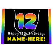 12e verjaardag: kleurrijke regenboog # 12, Naam va Groot Cadeauzakje (Voorkant)
