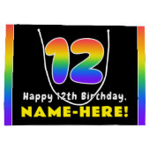 12e verjaardag: kleurrijke regenboog # 12, Naam va Groot Cadeauzakje (Achterkant)