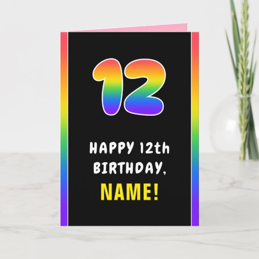 12e verjaardag: kleurrijke regenboog # 12, Naam va Kaart (Voorkant)