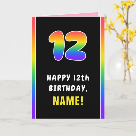 12e verjaardag: kleurrijke regenboog # 12, Naam va Kaart (Gele Bloem)