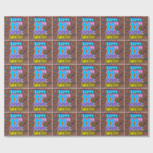 12e verjaardag: leuk, geïnspireerd op stedelijk gr cadeaupapier